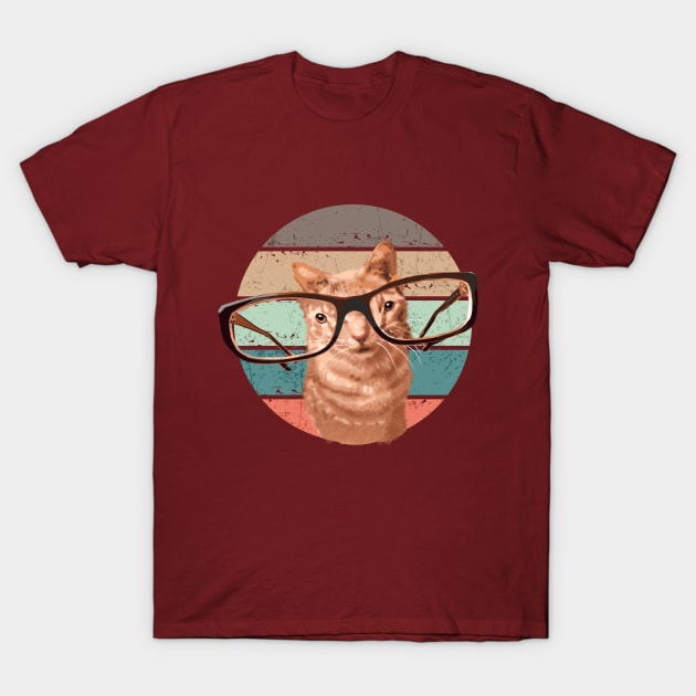 Cat with glasses T-Shirt by Olgakunz